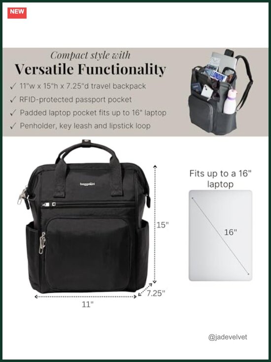 Anti-Theft Backpack with RFID, Locking Zipper, Fits 16\